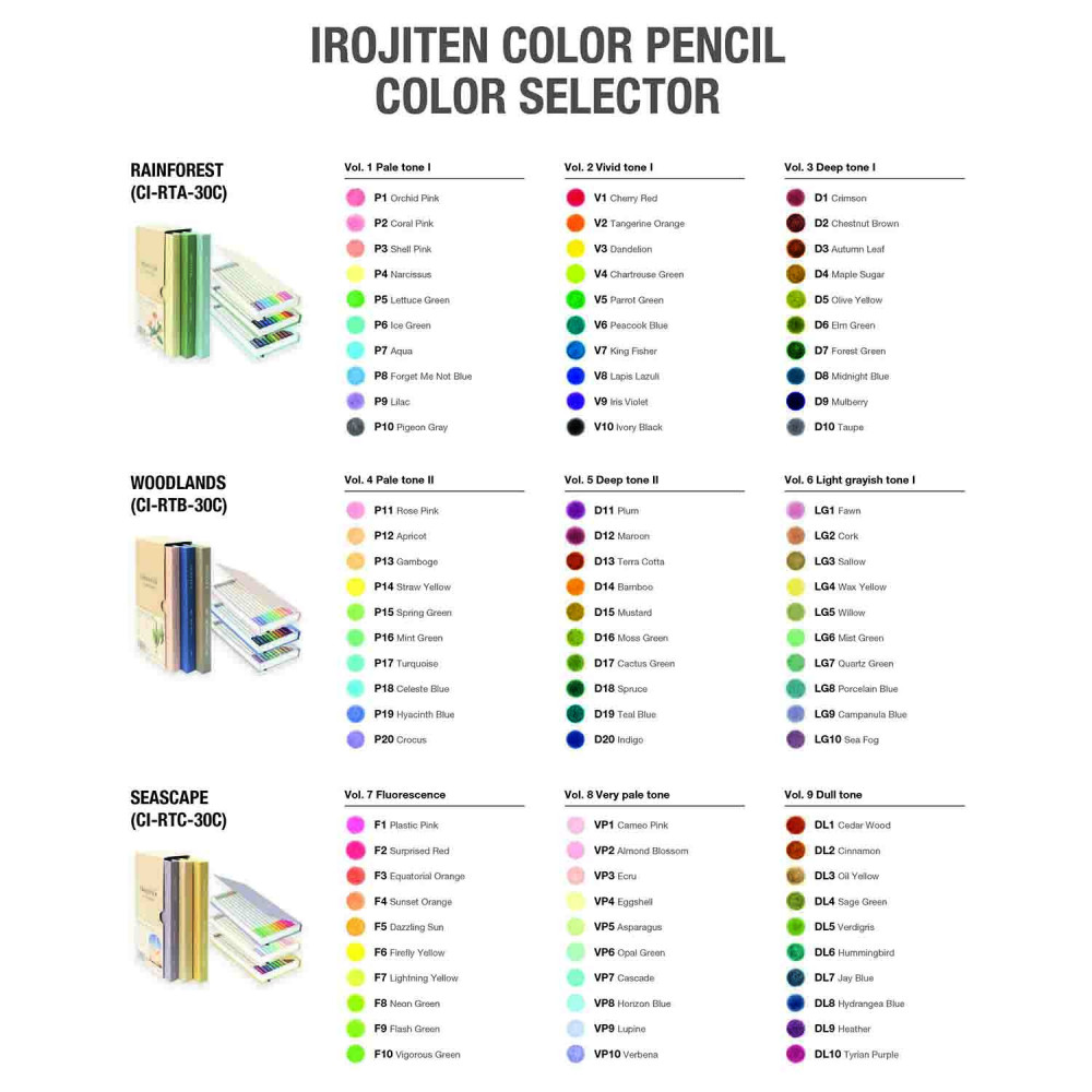 Set of color pencils Irojiten, Seascape - Tombow - 30 pcs