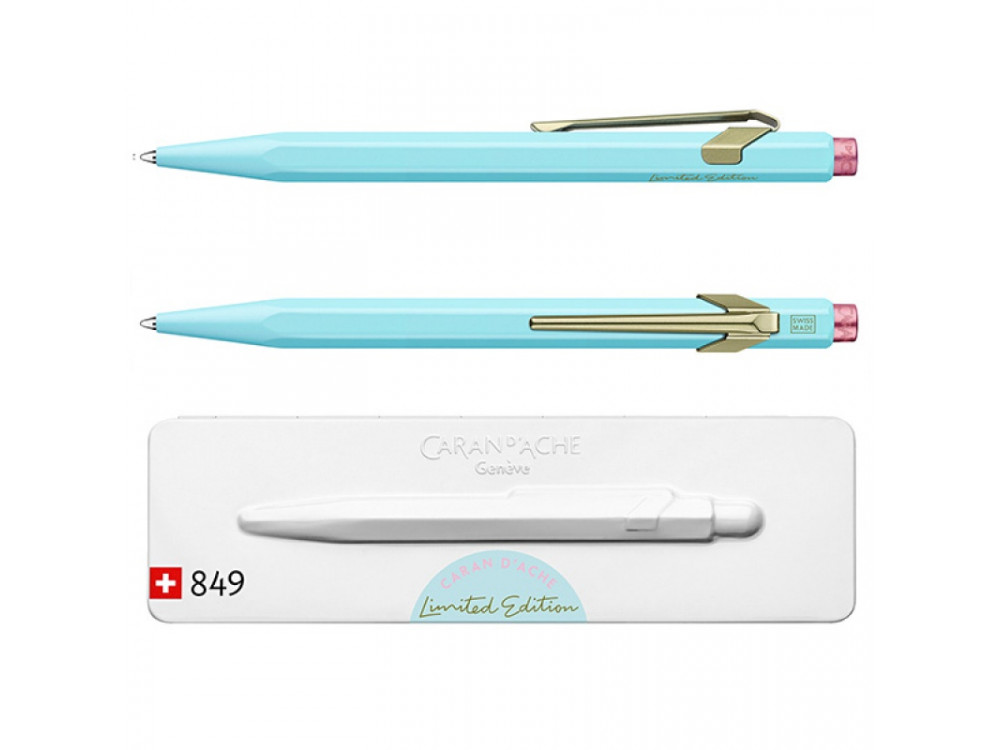 849 Claim Your Style ballpoint pen with case - Caran d'Ache - Bluish Pale