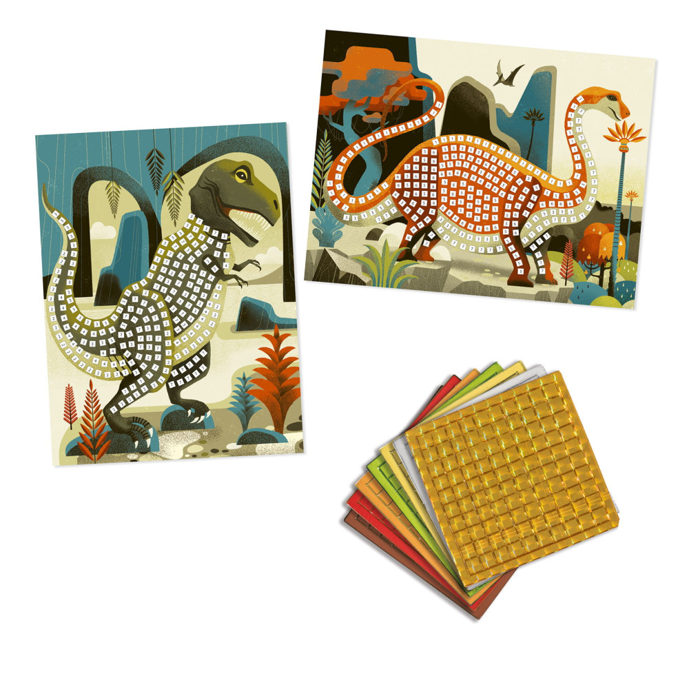 Mosaic Art by number set for kids - Djeco - Dinosaurs