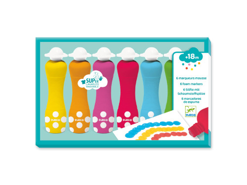 Set of foam markers for kids - Djeco - 6 colors