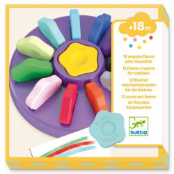 Set of flowers wax crayons for kids - Djeco - 12 colors