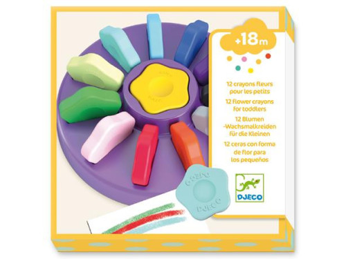 Set of flowers wax crayons for kids - Djeco - 12 colors