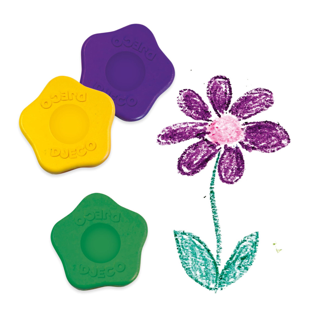 Kredki świecowe w kamieniu dla maluchów - Djeco - Kwiatki, 12 kolorów