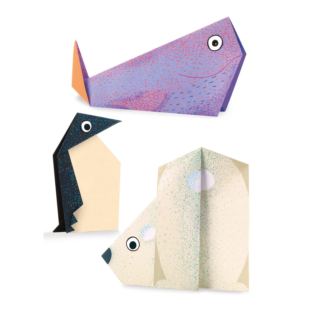 Set for origami - Djeco - Polar Animals, 24 pcs