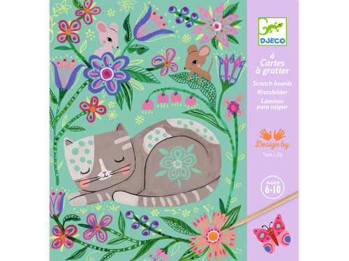 Scratch boards for children - Djeco - Animal meetings, 4 sheets