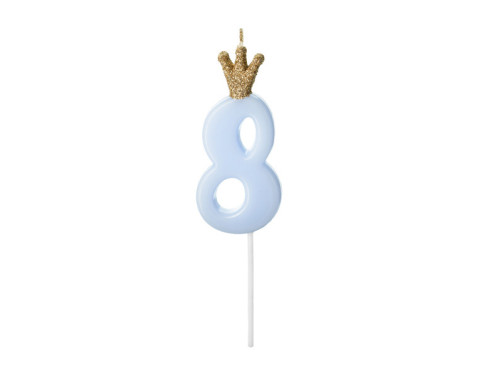 Birthday candle, number 8 - light blue