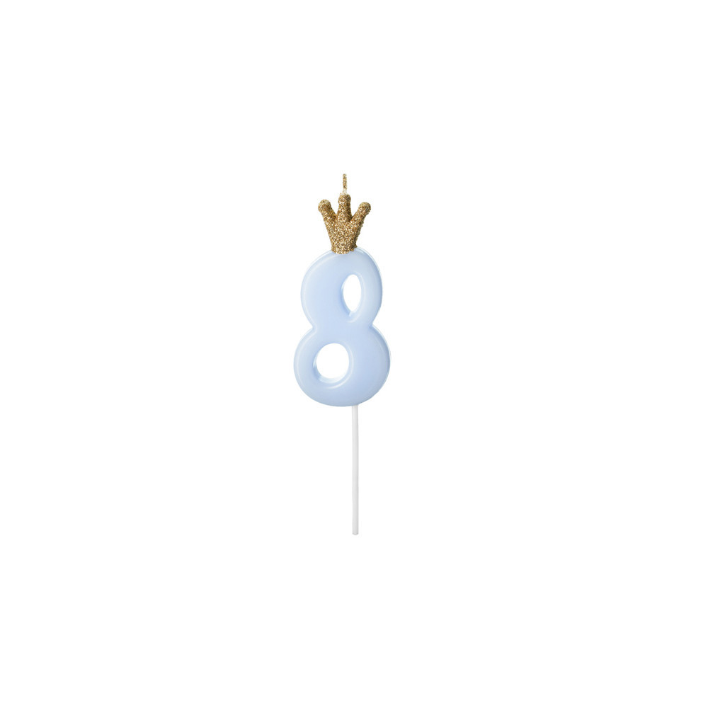 Birthday candle, number 8 - light blue
