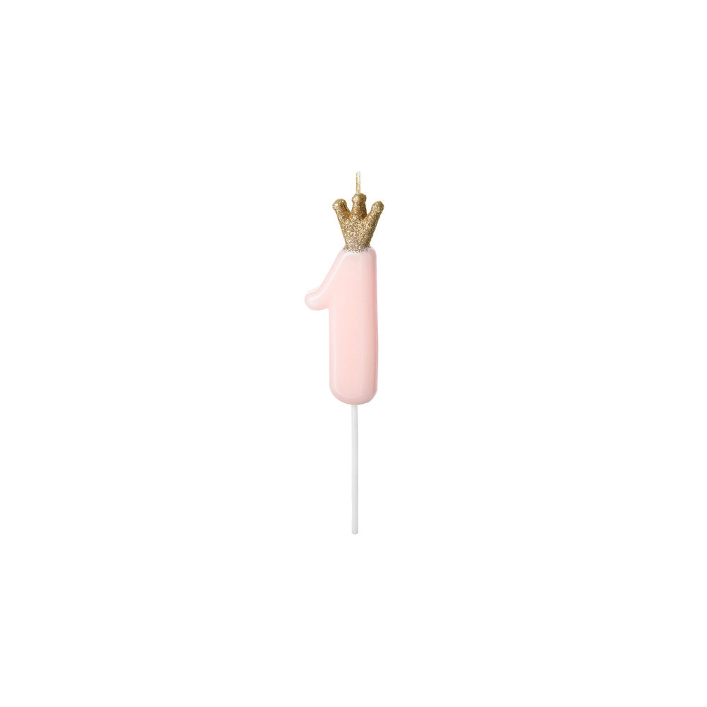 Birthday candle, number 1 - light pink
