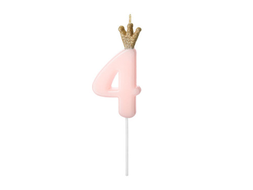 Birthday candle, number 4 - light pink