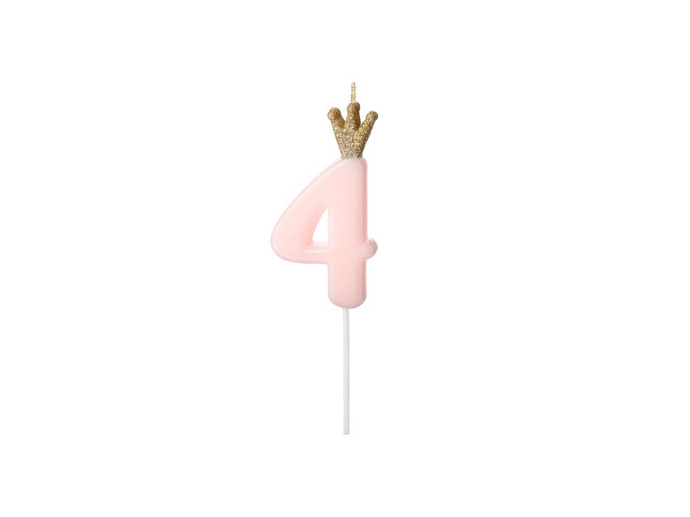 Birthday candle, number 4 - light pink