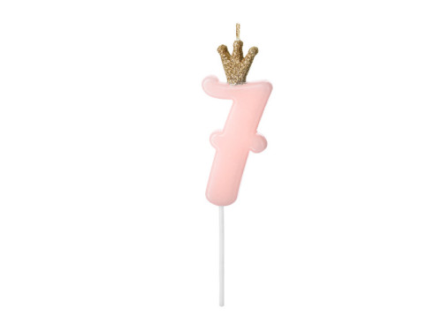 Birthday candle, number 7 - light pink