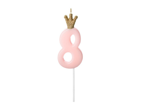 Birthday candle, number 8 - light pink