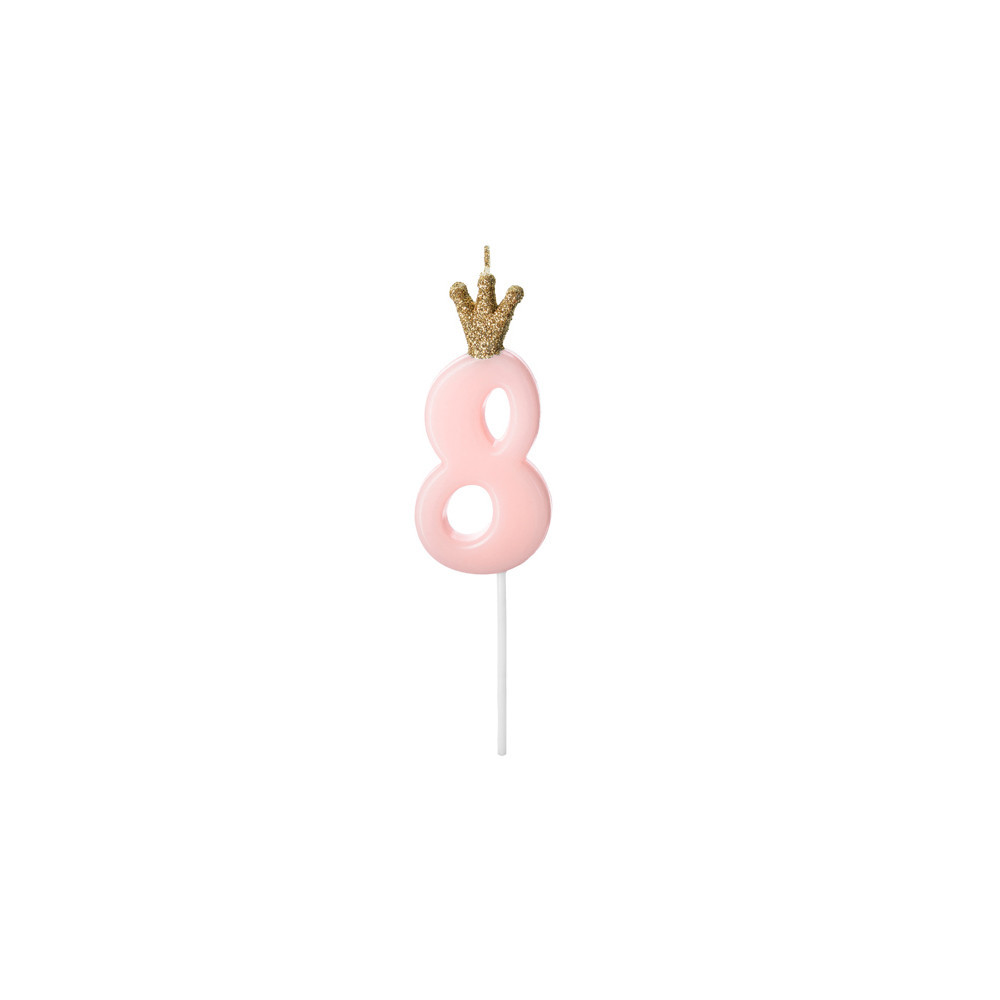 Birthday candle, number 8 - light pink