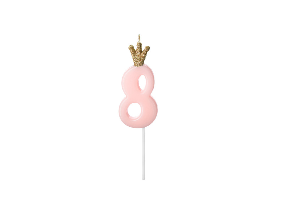 Birthday candle, number 8 - light pink