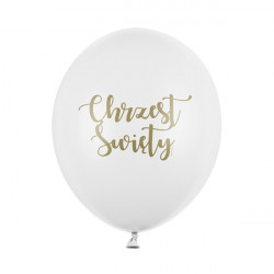 Latex balloons Holy Baptism - white, 30 cm, 6 pcs