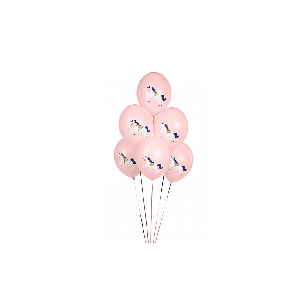 Latex balloons Horse - pale pastel pink, 30 cm, 6 pcs