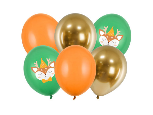 Latex balloons Deer - colorful, 30 cm, 6 pcs