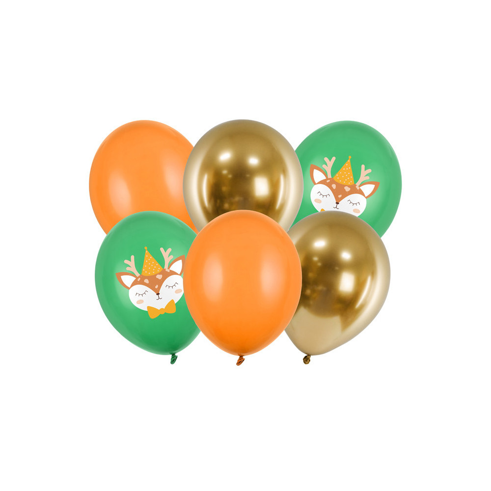 Latex balloons Deer - colorful, 30 cm, 6 pcs