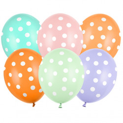 Latex balloons Dots - pastel, 30 cm, 6 pcs