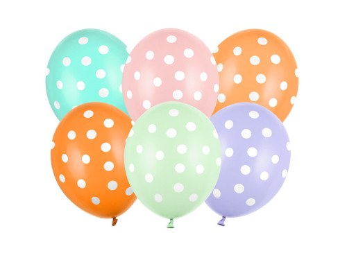 Latex balloons Dots - pastel, 30 cm, 6 pcs