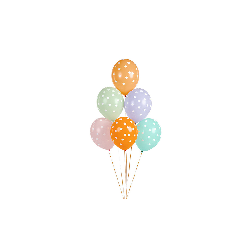 Latex balloons Dots - pastel, 30 cm, 6 pcs