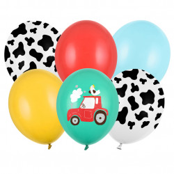 Latex balloons Farm - colorful, 30 cm, 6 pcs