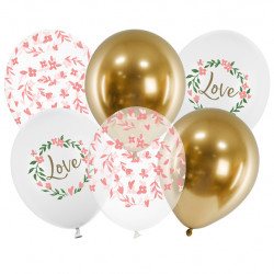 Latex balloons Love - pastel, 30 cm, 6 pcs