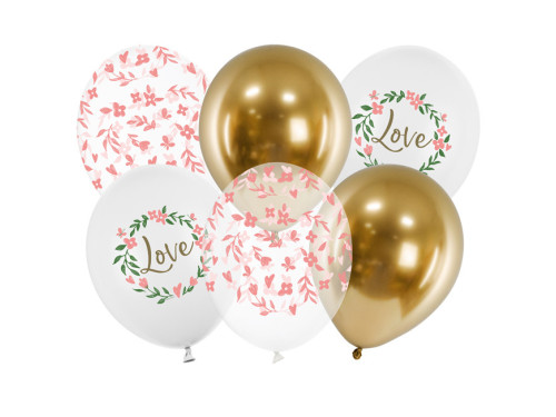 Balony lateksowe Love - pastelowe, 30 cm, 6 szt.