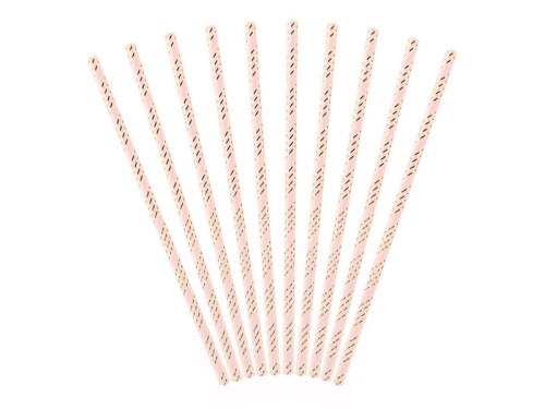 Paper straws - pink and gold, 19,5 cm, 10 pcs.