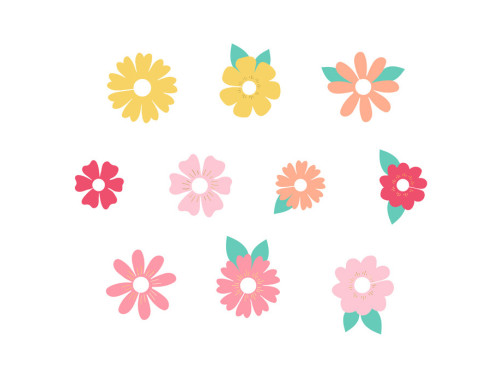 Drink tags, Flowers - colorful, 10 pcs.