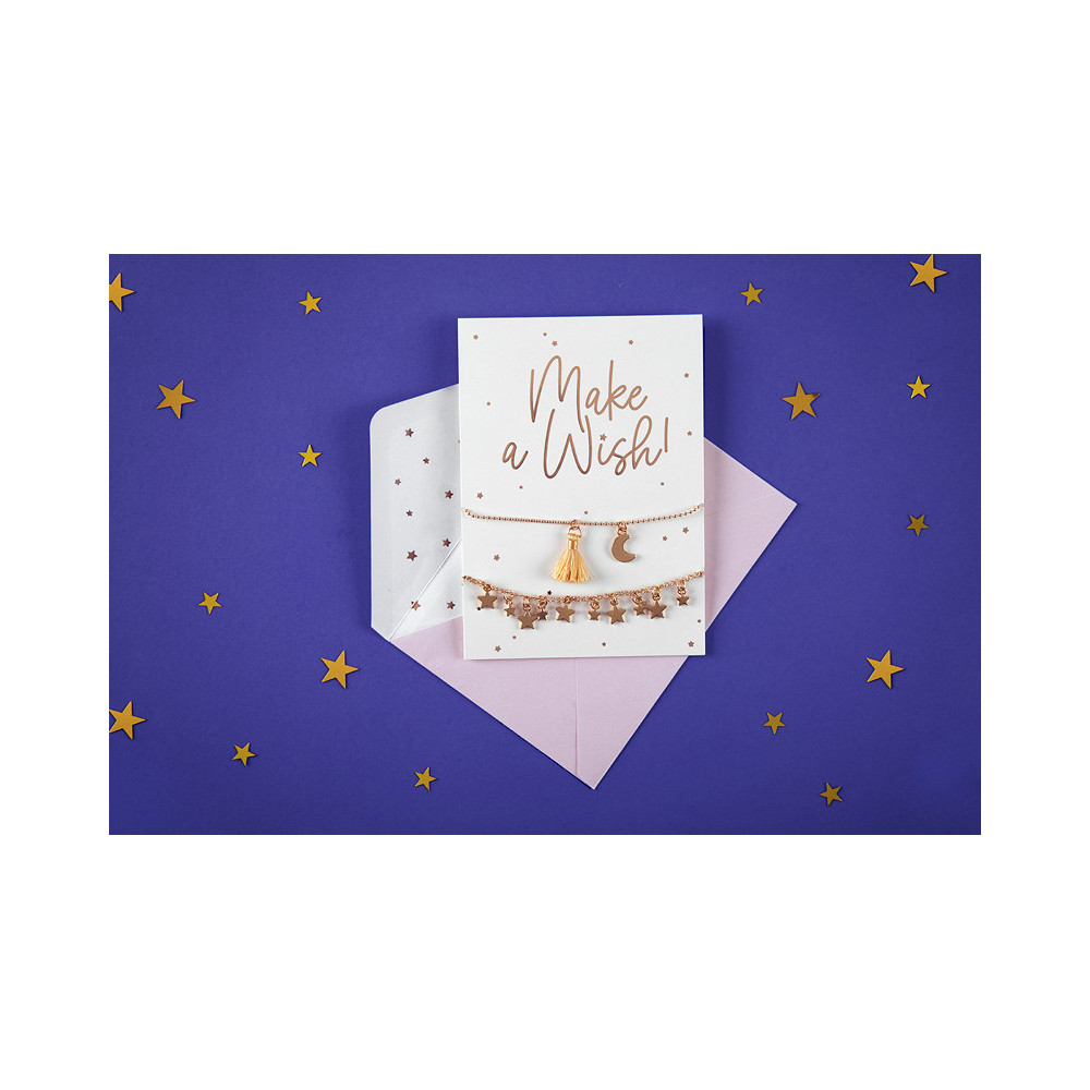 Kartka okolicznościowa z bransoletkami, Make a Wish - 10,5 x 14,8 cm