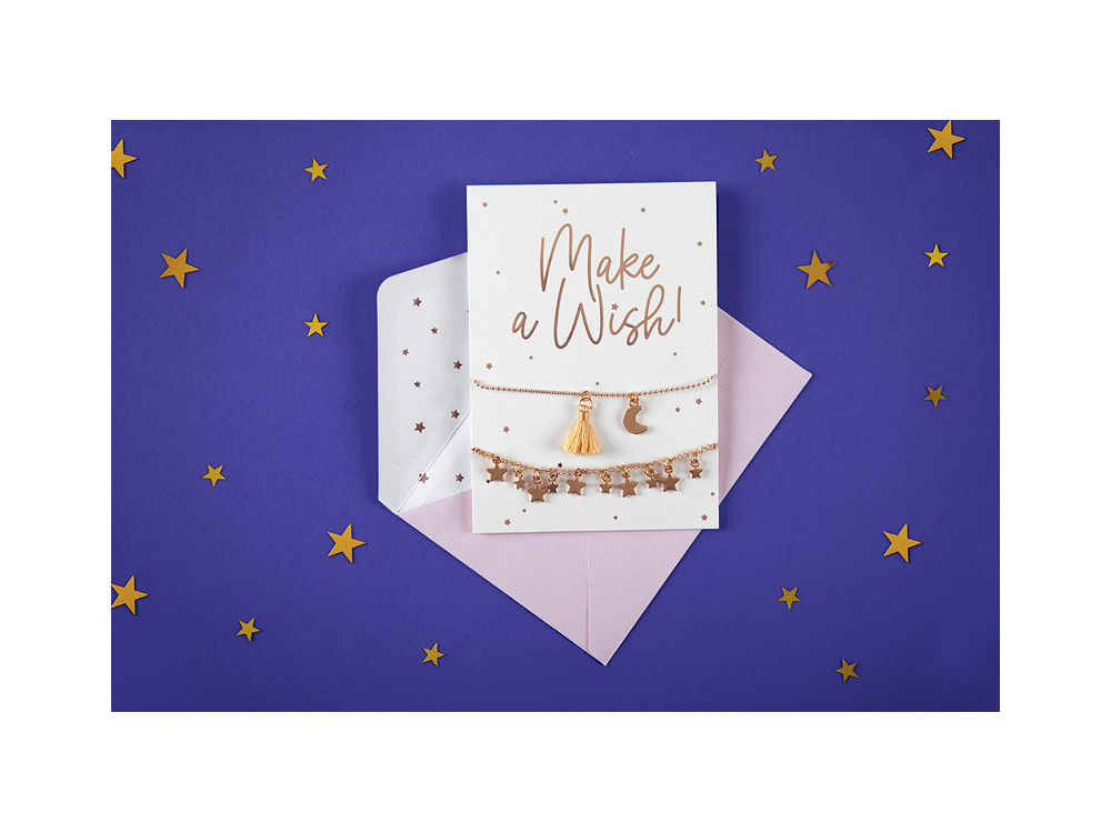 Kartka okolicznościowa z bransoletkami, Make a Wish - 10,5 x 14,8 cm