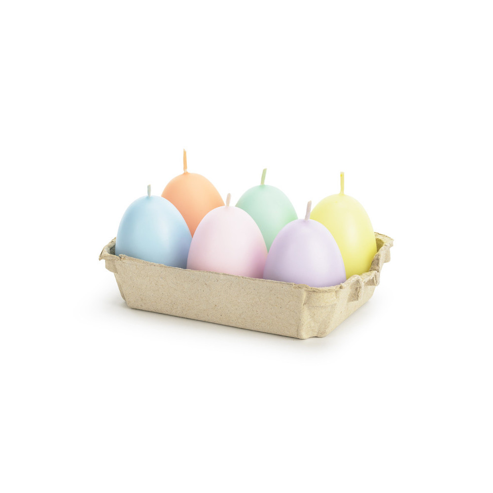 Egg shaped candles - pastel, 6 pcs.