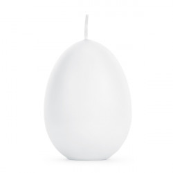 Egg shaped candle - white, 10 cm