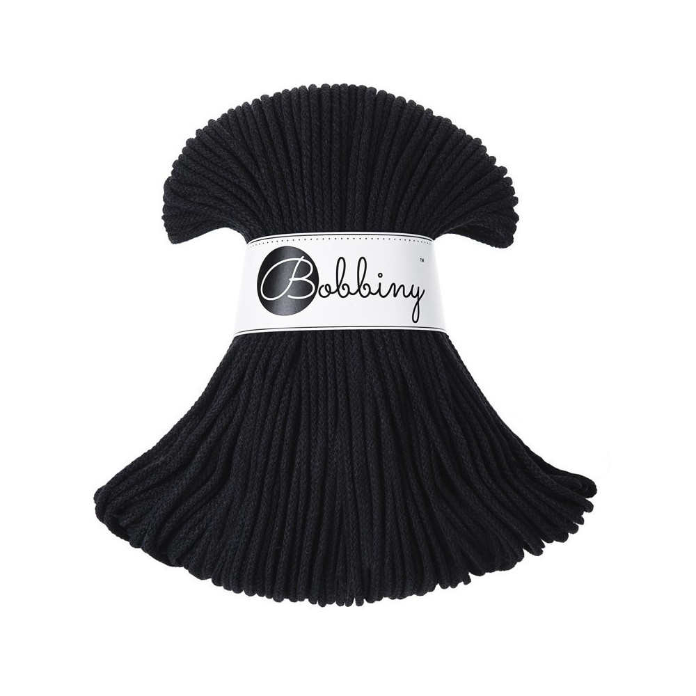 Braided cotton cord Junior - Bobbiny - Black, 3 mm, 100 m