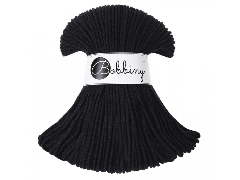 Braided cotton cord Junior - Bobbiny - Black, 3 mm, 100 m