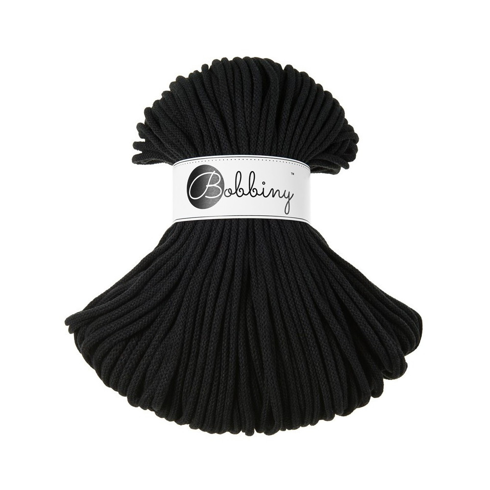 Braided cotton cord Premium - Bobbiny - Black, 5 mm, 100 m