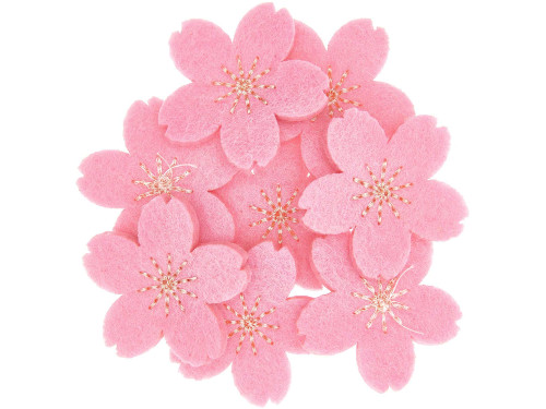 Cherry Blossom felt embroidered flowers - Rico Design - pink, 8 pcs.
