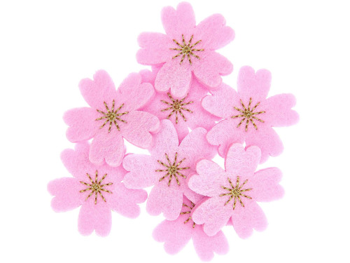 Kwiaty filcowe, haftowane Cherry Blossom - Rico Design - cukierkowy róż, 8 szt.