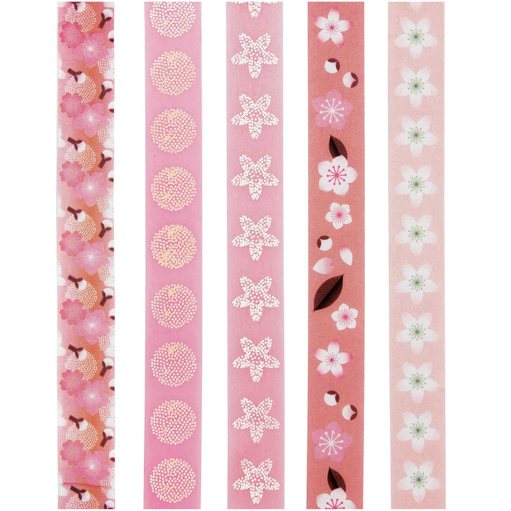 Zestaw taśm Sakura Cherry Blossom - Paper Poetry - 1,5 cm x 10 m, 5 szt.