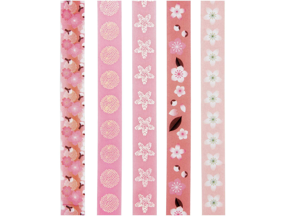 Zestaw taśm Sakura Cherry Blossom - Paper Poetry - 1,5 cm x 10 m, 5 szt.