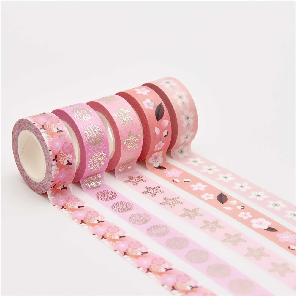 Set of washi tapes Sakura Cherry Blossom - Paper Poetry - 1,5 x 10 m, 5 pcs