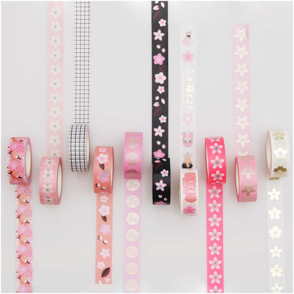 Set of washi tapes Sakura Cherry Blossom - Paper Poetry - 1,5 x 10 m, 5 pcs