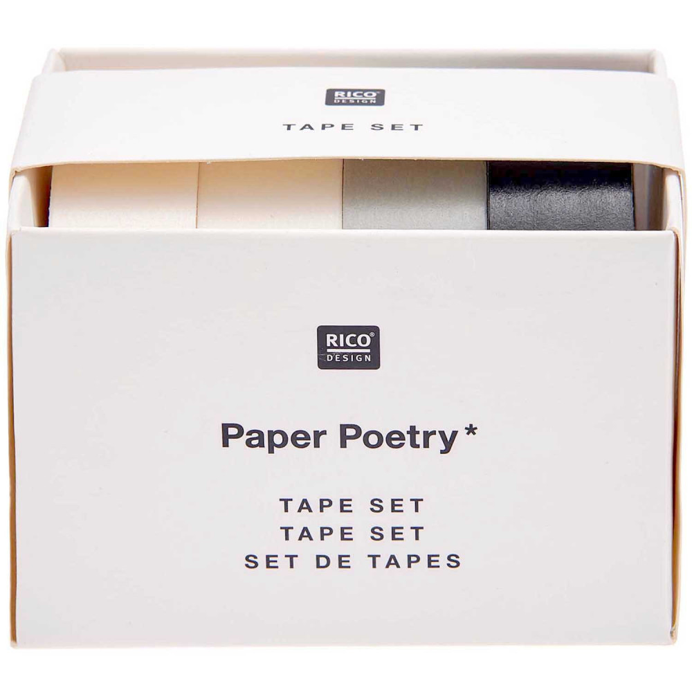 Zestaw taśm Black & White - Paper Poetry - 1,5 cm x 10 m, 4 szt.