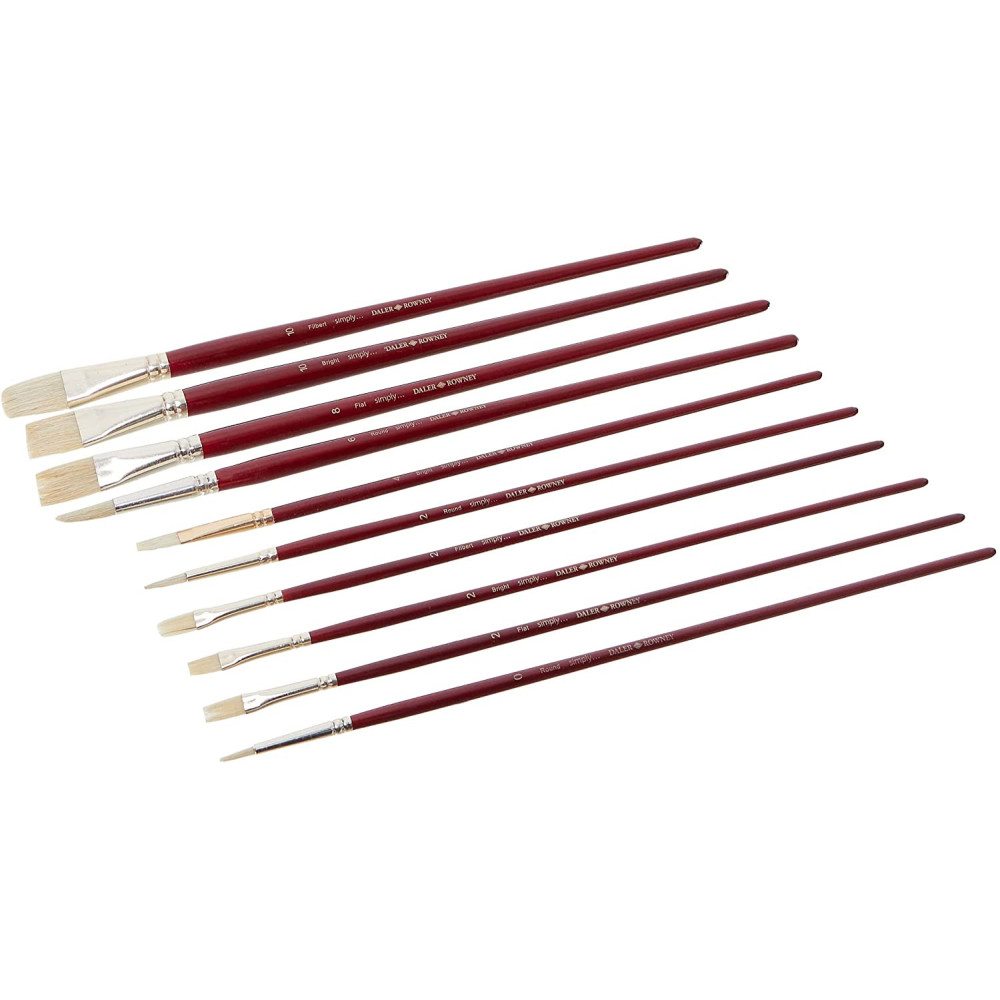 Set of natural brushes, white bristle - Daler Rowney - 10 pcs.