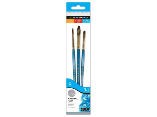 Set of natural brushes, camel hair - Daler Rowney - 3 pcs.