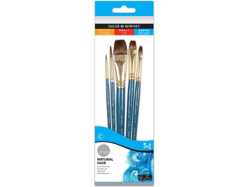 Set of natural brushes, camel hair - Daler Rowney - 5 pcs.