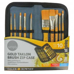 Set of synthetic brushes in zip case - Daler Rowney - 10 pcs.