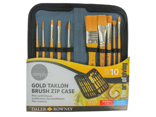 Set of synthetic brushes in zip case - Daler Rowney - 10 pcs.
