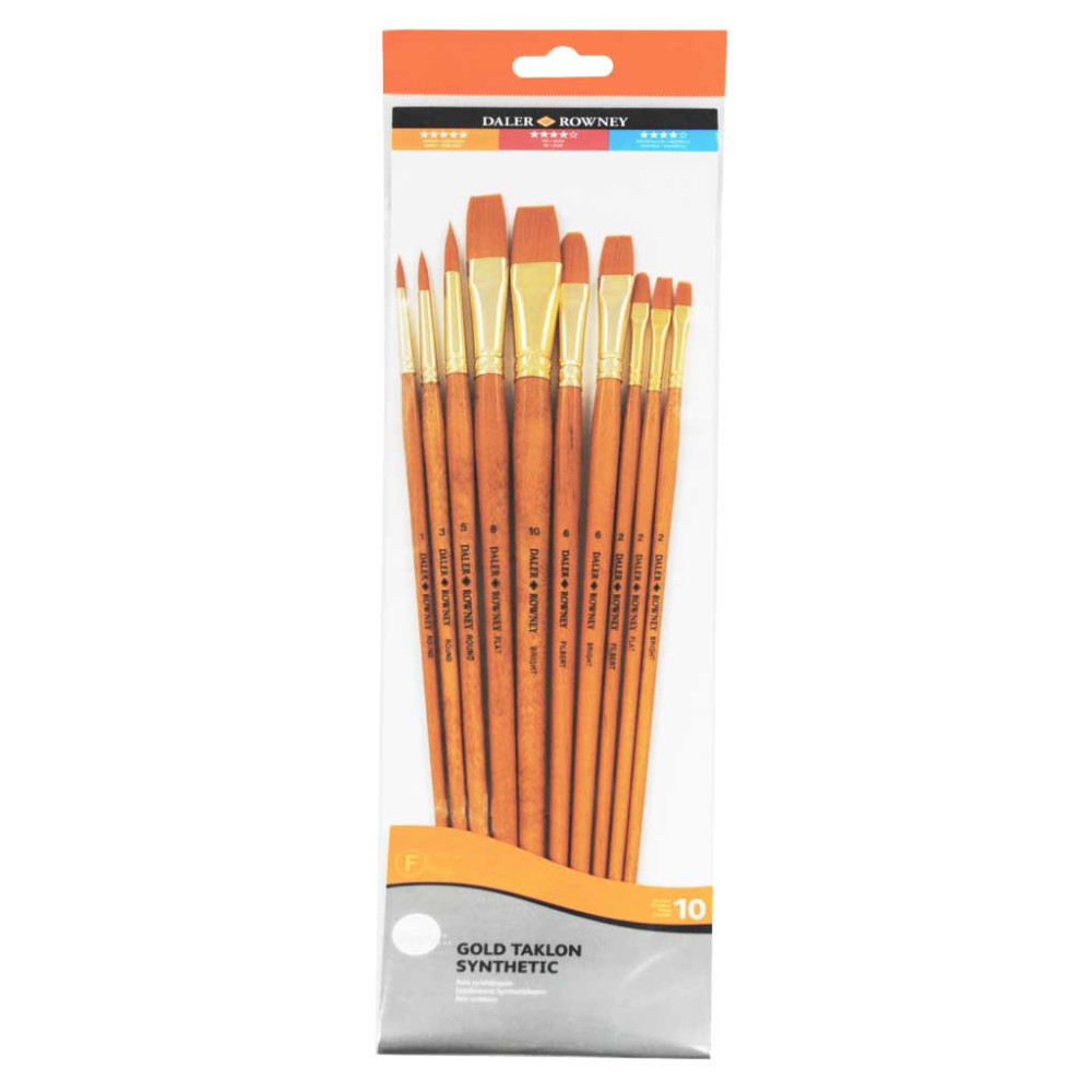 Set of synthetic brushes, Gold Taklon - Daler Rowney - 10 pcs.